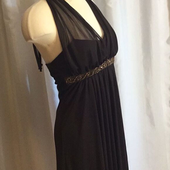 Halter dress in chocolate brown beaded front small - Picture 7 of 16